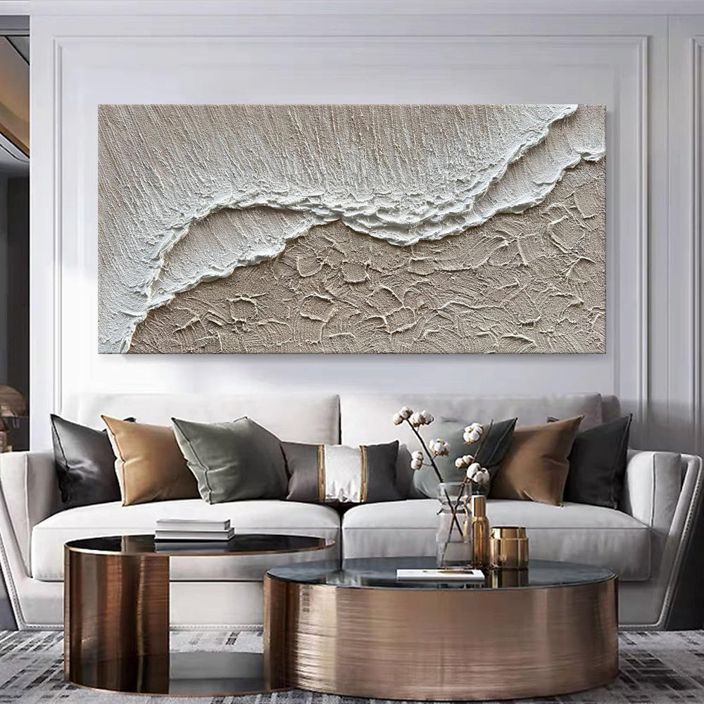 Earth Texture Sea Beach Oil Paintings Hand Painted White Ocean Waves Canvas Living Room Home Decor Modern Landscape Wall Art Painting